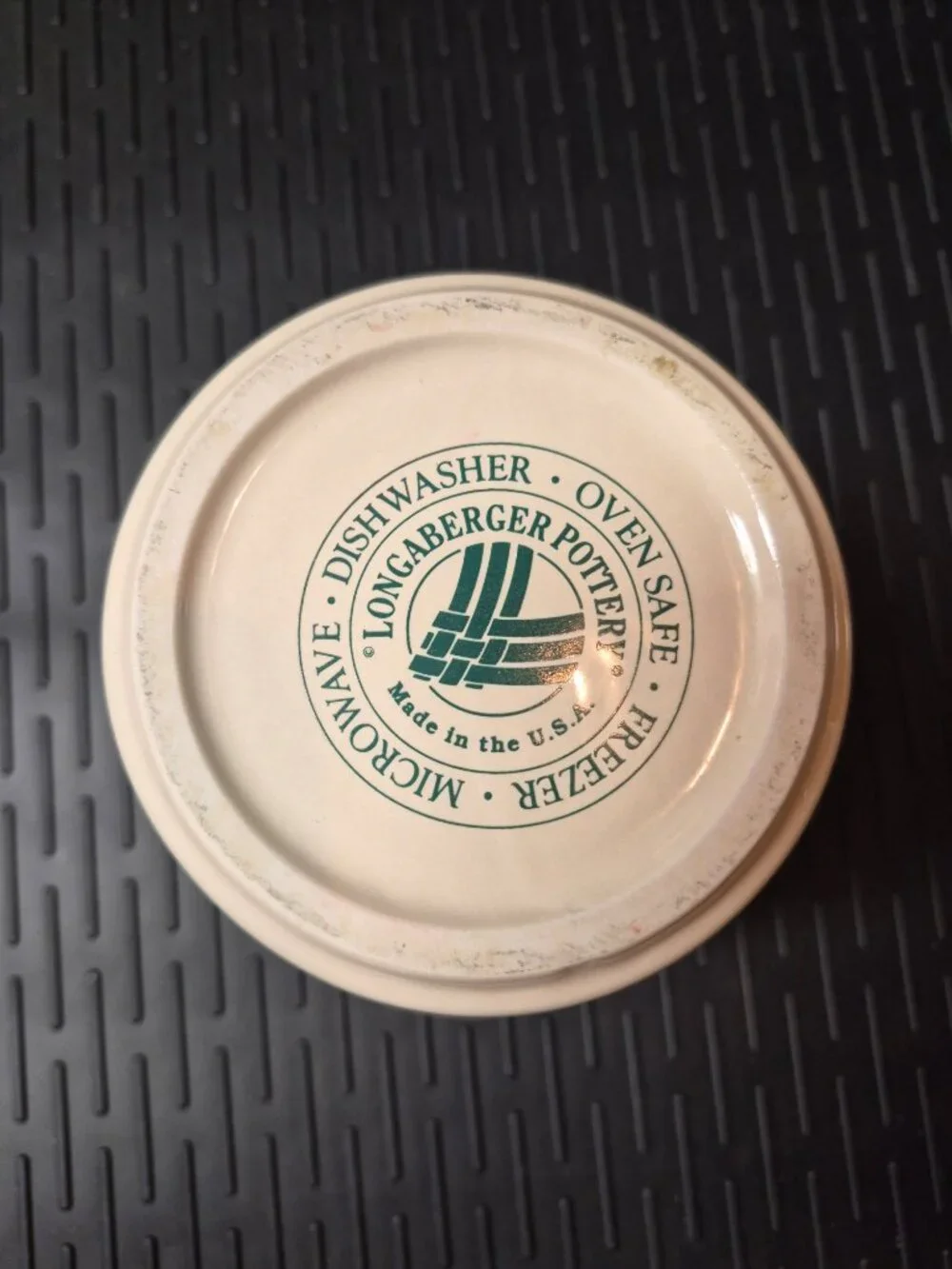 Longaberger Woven Traditions Ivory Round Pottery Canister Small 1.5 Quart 7.25